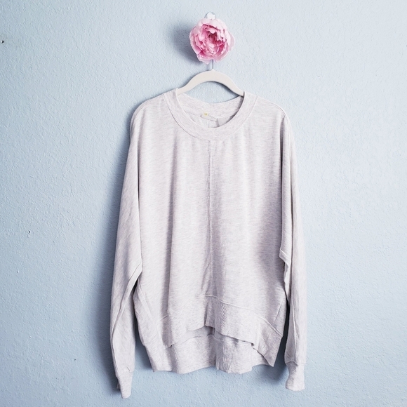 Zella Carey Crewneck High/Low Sweatshirt In Heathered White - Picture 1 of 8